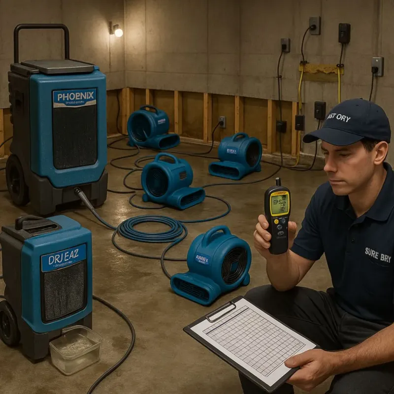 Structural Drying and Dehumidification process in Central Aguirre, PR